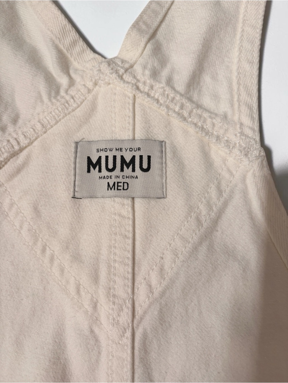 Show Me Your MuMu Cream Denim Short Overalls Coastal Cowgirl Festival Shorts Med - Picture 4 of 9